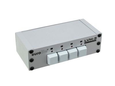 Dispositivo branco com botões quadrados e texto eurolite LVH-3
