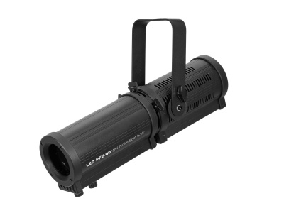 Projetor de luz LED preto com texto 'LED PE-60' e '12W Photo Spot-L39'