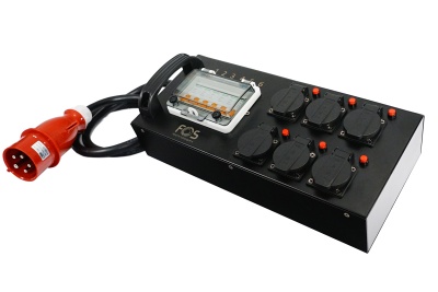 Multiplicador de tomadas elétricas industrial preto com ficha vermelha