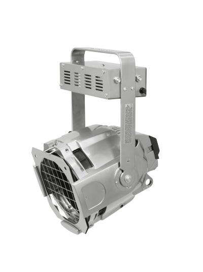 Refletor de luz profissional metálico prateado com alça e grade frontal