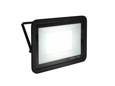 Refletor LED retangular preto com vidro branco opaco e inscrições 150W IP66