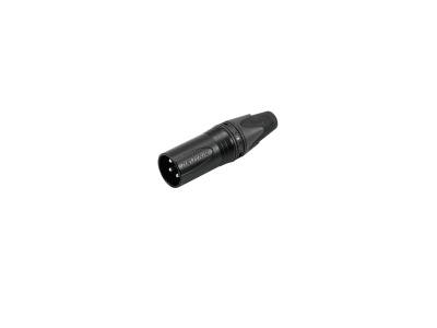Conector de áudio XLR macho preto com três pinos