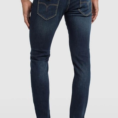 Calças de ganga masculinas azuis escuras Lois vistas de trás