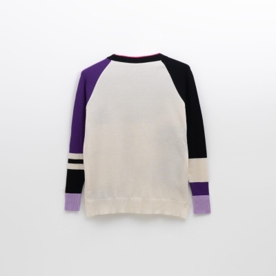 Camisola de malha com várias cores e mangas compridas