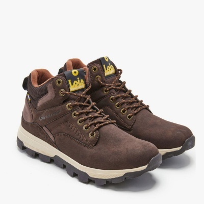 Botas castanhas Lois com atacadores e sola branca