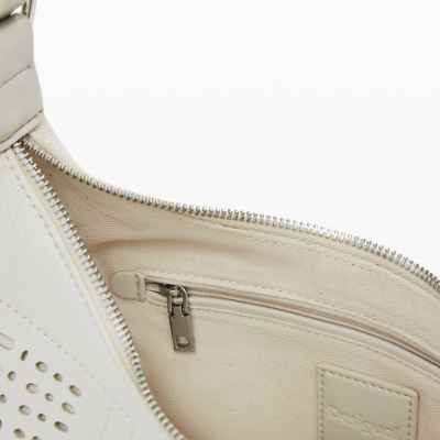 Mala branca Desigual com interior bege e fecho metálico