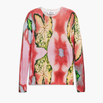 Camisola de malha colorida da marca Desigual com padrão floral