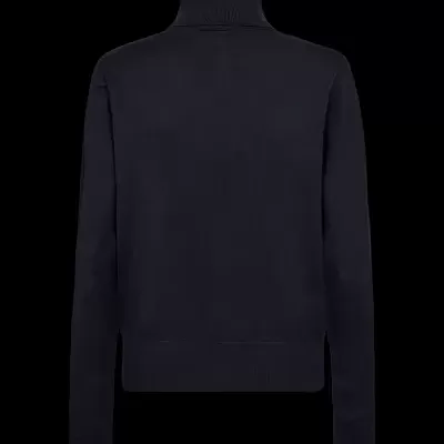 Camisola preta de gola alta com mangas compridas