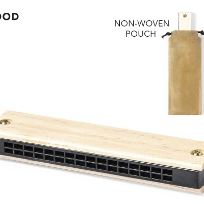 Harmónica de madeira com bolsa não-tecida bege