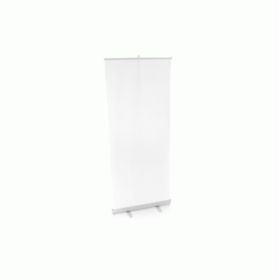 Expositor roll-up branco em fundo branco