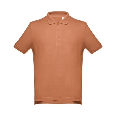 Polo masculino castanho em algodão piquê com gola e botões