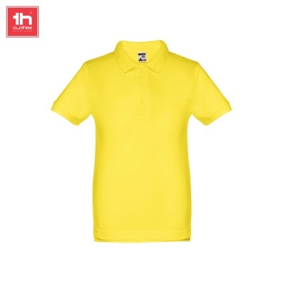 Polo amarelo de manga curta com gola e botão