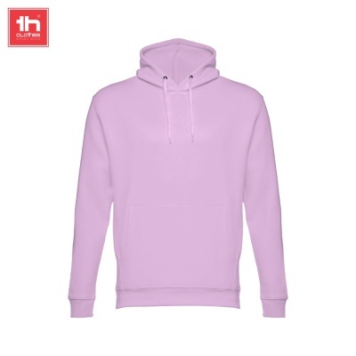Casaco com capuz lavanda com bolso frontal e cordões