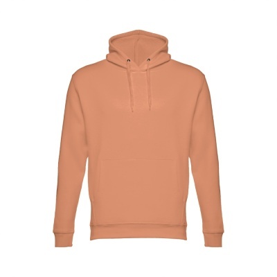 Camisola com capuz salmão com bolso frontal e cordões