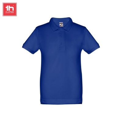 Polo azul royal com gola e botões