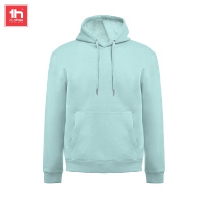 Sweatshirt azul claro com capuz e bolso frontal