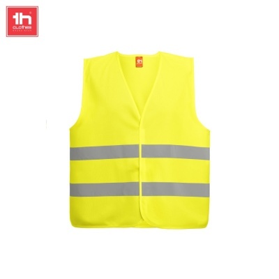 Colete refletor amarelo fluorescente com faixas cinzentas e logo 1B CLOTHES