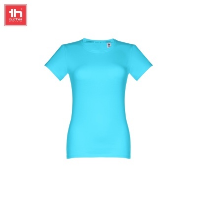 T-shirt feminina azul celeste manga curta com gola redonda