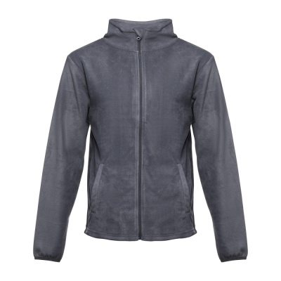 Casaco polar cinzento escuro com fecho de correr frontal