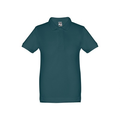 Polo de criança verde-azulado com gola e botões