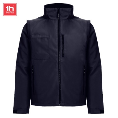 Casaco softshell preto com fechos e gola alta