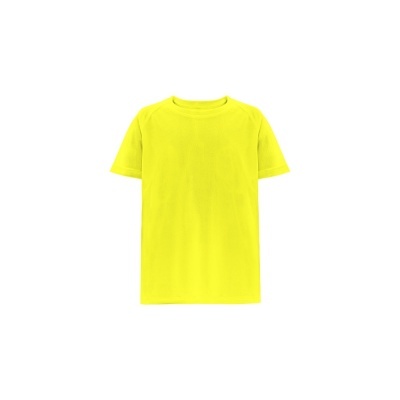T-shirt amarelo fluorescente com gola redonda e mangas curtas