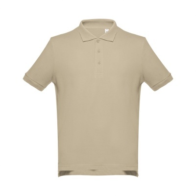 Polo bege de manga curta com gola e botões