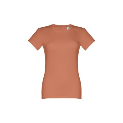 T-shirt feminina manga curta terracota com gola redonda