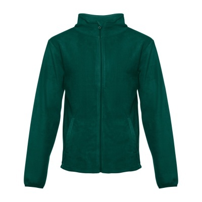 Camisola de malha polar verde escura com fecho de correr
