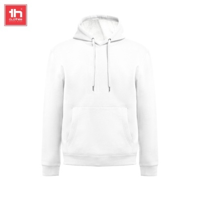 Sweatshirt branca com capuz e bolso canguru