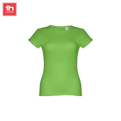 Camisola verde lisinha para mulher com gola redonda e mangas curtas