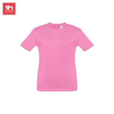 T-shirt feminina rosa com gola redonda
