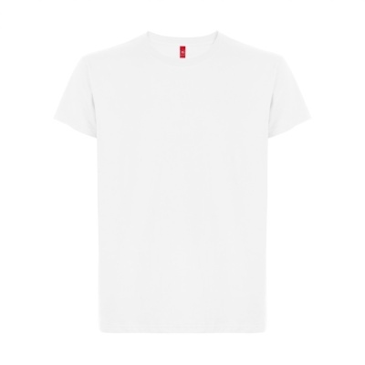 T-shirt branca lisa de manga curta com gola redonda