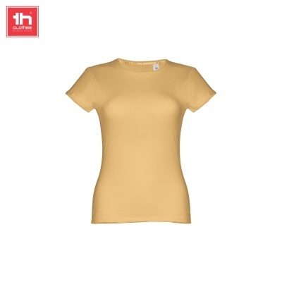 T-shirt feminina amarelo mostarda de mangas curtas e gola redonda