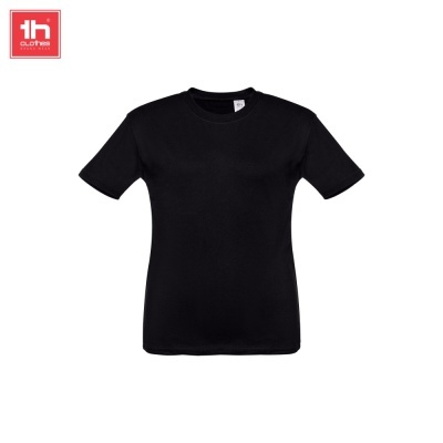 T-shirt preta de manga curta com gola redonda