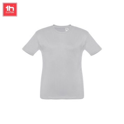 Camiseta cinzenta de manga curta com gola redonda