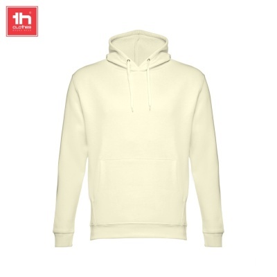 Hoodie creme com capuz, bolso frontal e cordão ajustável