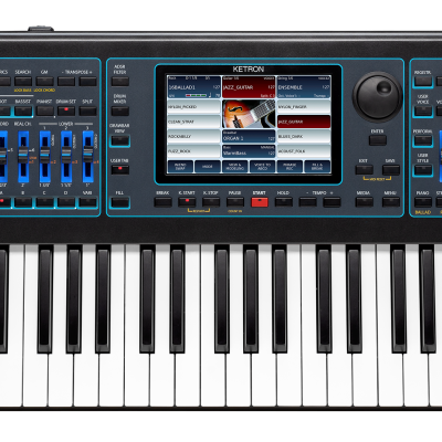 Teclado digital EVENT 67 com ecrã e botões azuis