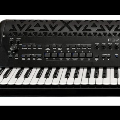 Acordeão digital preto com botões e 37 teclas
