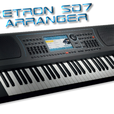 Teclado musical preto Ketron SD7 Arranger com ecrã colorido e altifalantes