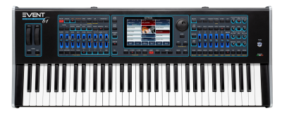 Teclado digital EVENT 67 com ecrã e botões azuis