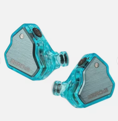 Auriculares intra-auriculares azuis com painéis metálicos e gravação ZERO.2