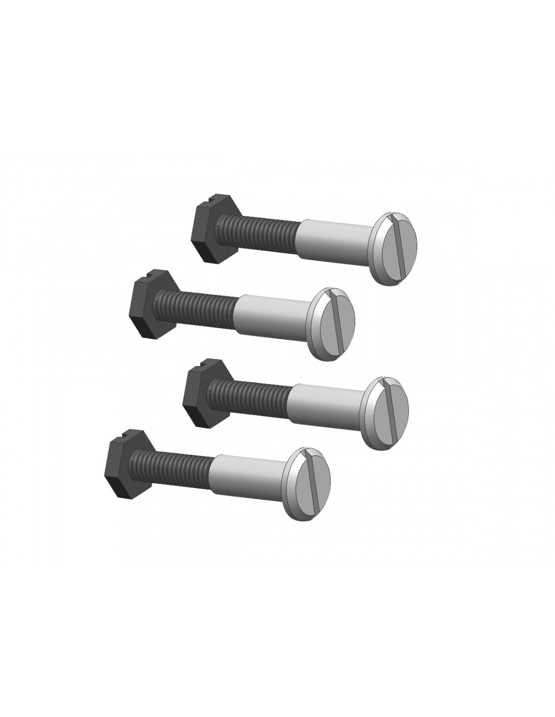 Quatro parafusos de metal combinando preto e prata