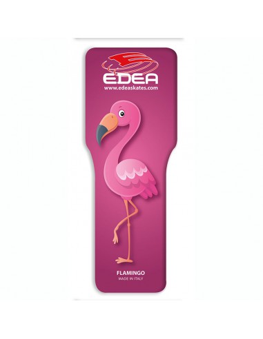 Embalagem rosa para sapatos com ilustração de flamingo cor-de-rosa e texto EDEA