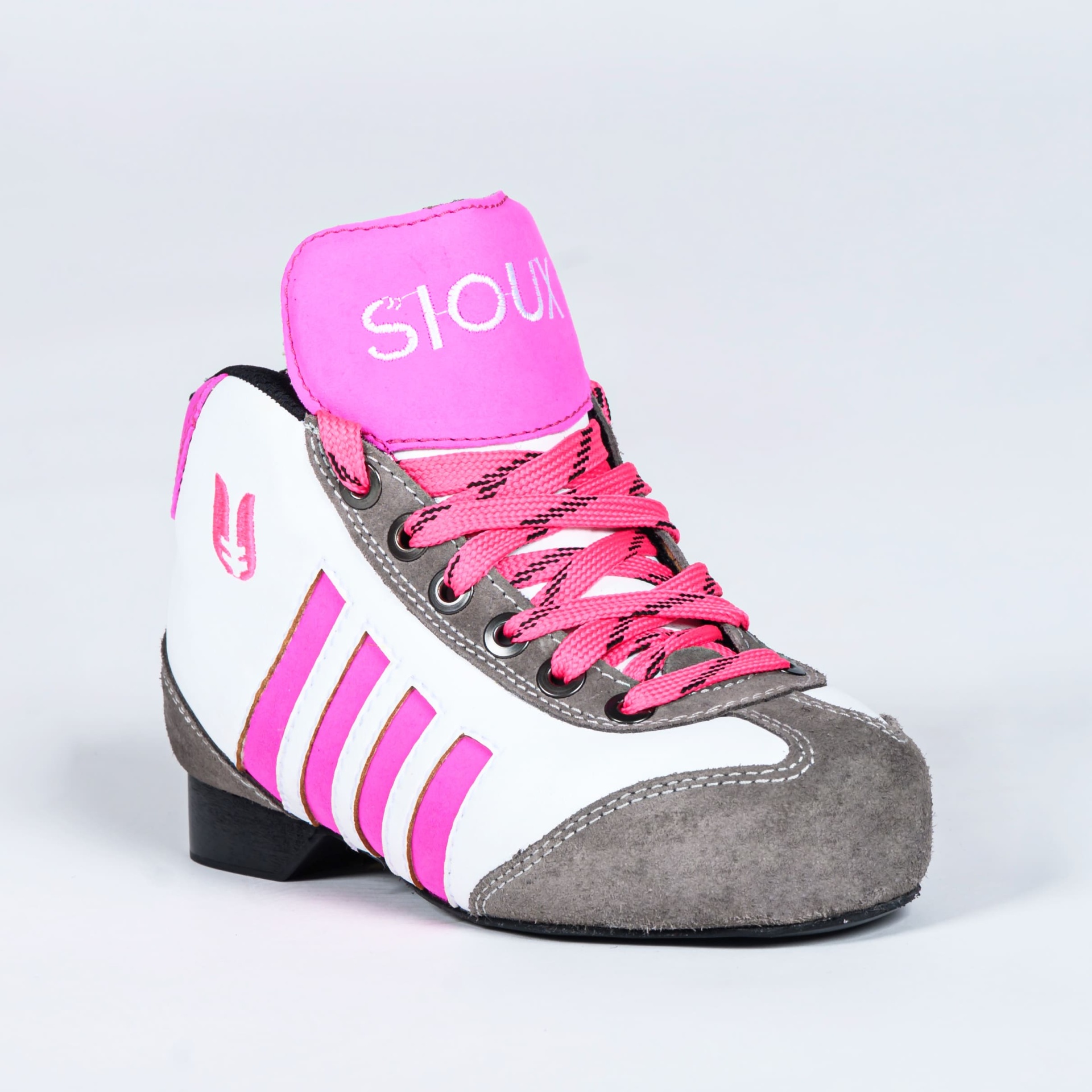 Ténis SIOUX branco e rosa com atacadores rosa e detalhes em cinzento