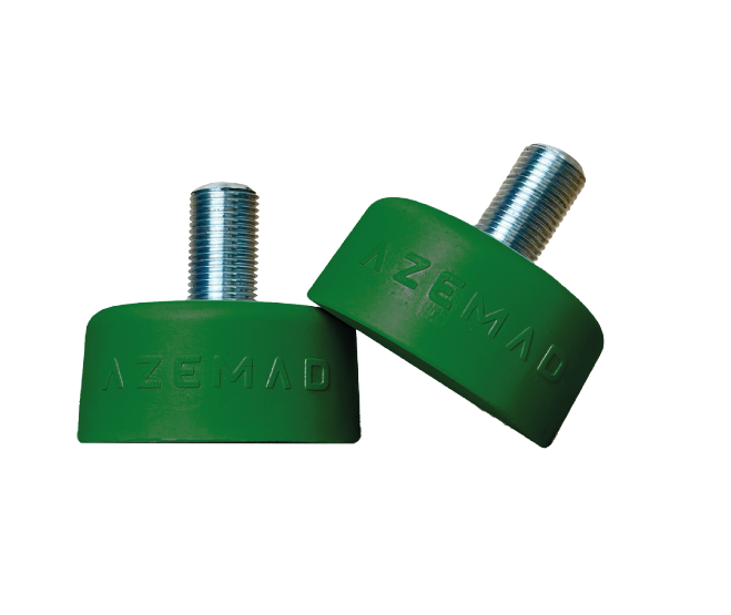 Amortecedores verdes com rosca metálica e marca AZEMAD