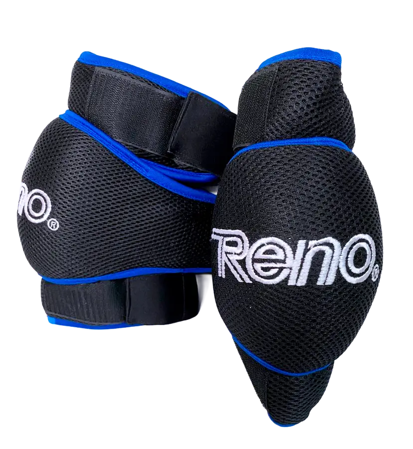 Joalheiras pretas e azuis com logo Reno em branco