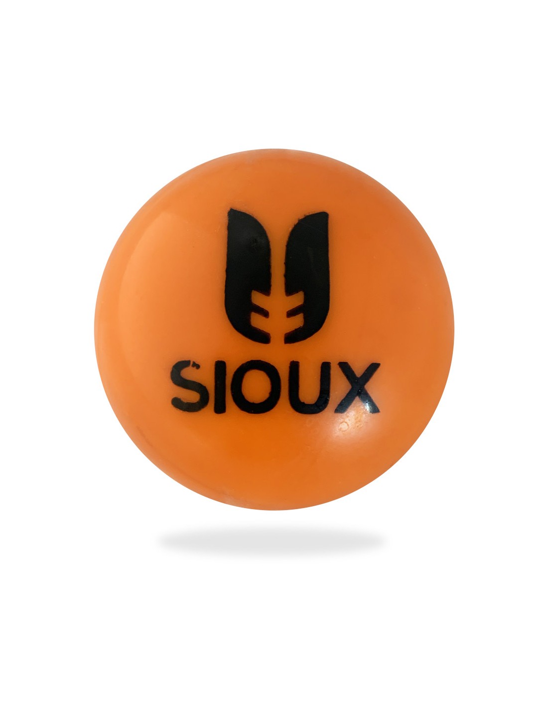 Bola laranja com texto e logótipo preto SIOUX