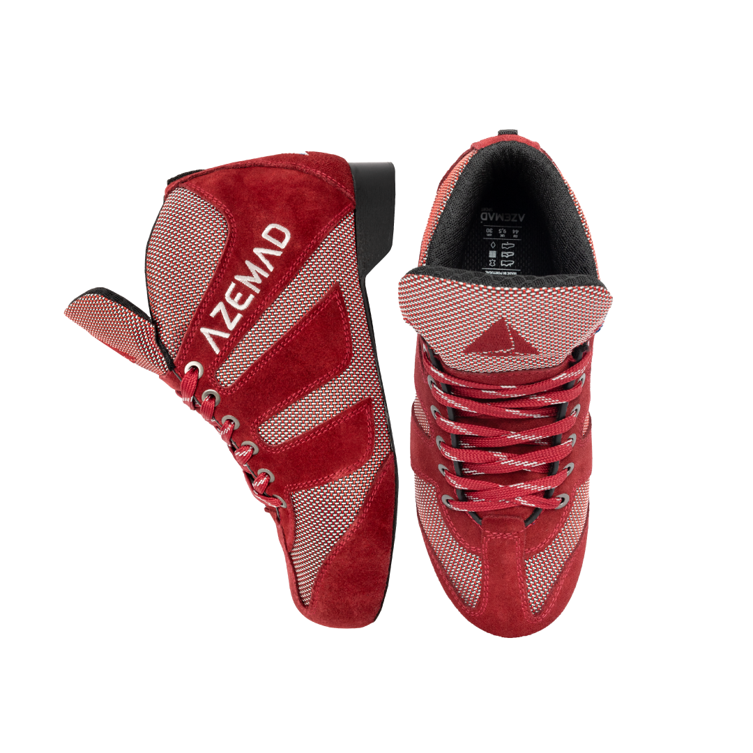 Par de sapatilhas vermelhas Azemad com camurça e malha texturizada