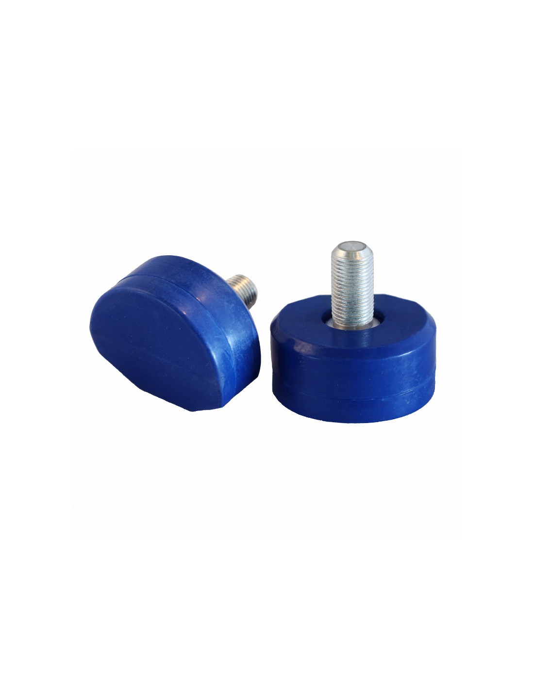 amortecedores de borracha azul com parafuso metálico prateado